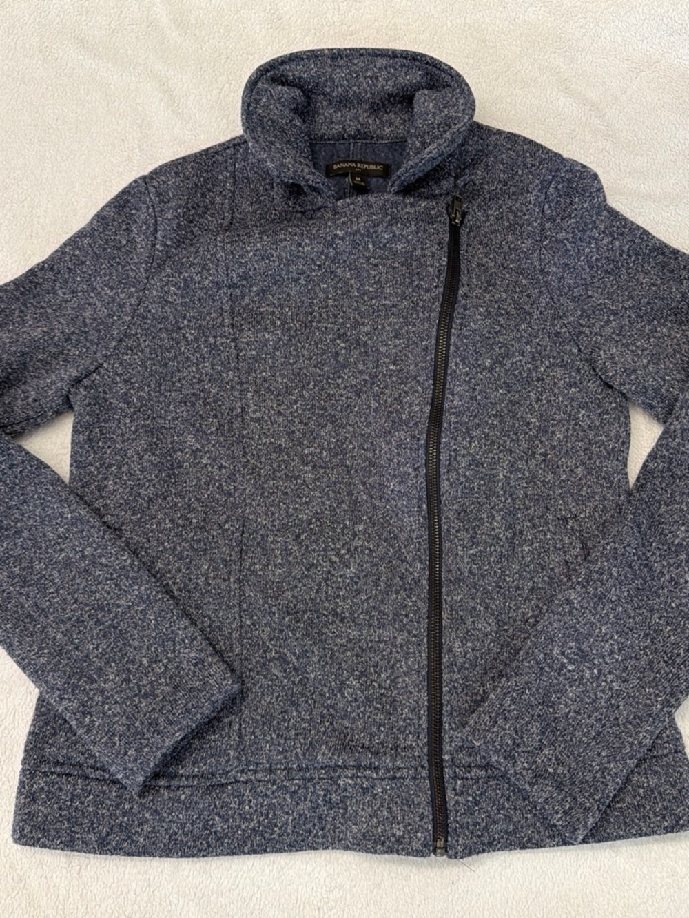 Banana Republic Navy Heathered Funnel Neck Sweater